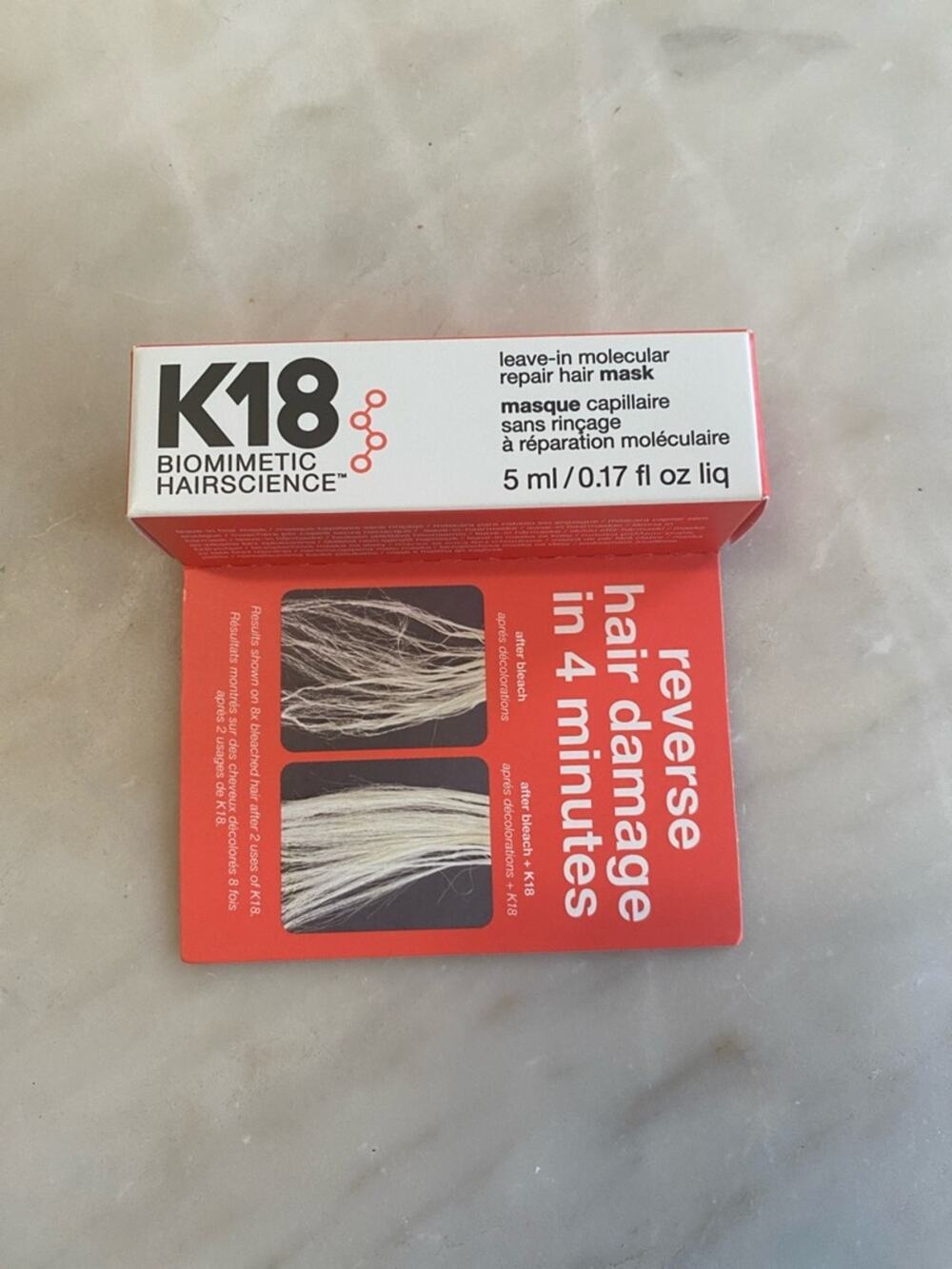**NEW** K18 Leave-In Molecular Repair Hair Mask 0.17 Oz / 5 ml